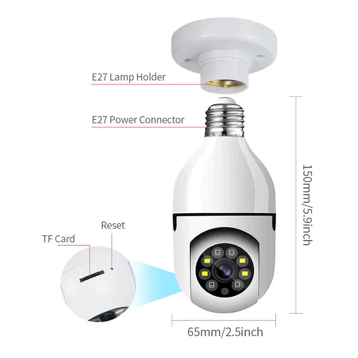 Wireless Bulb Security Camera 360°Rotational View