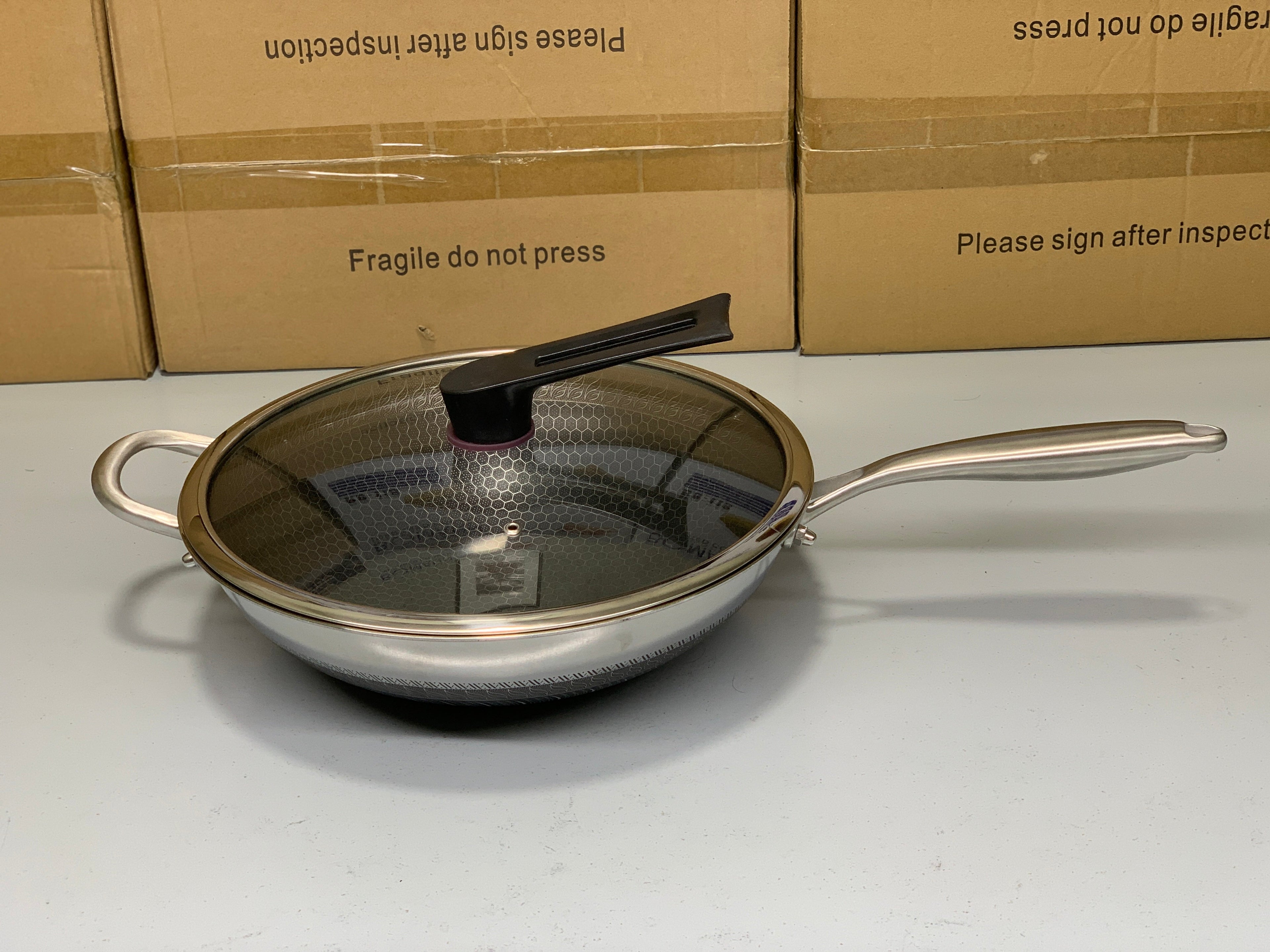 Laser Coating Deep Frying Pan with Handle