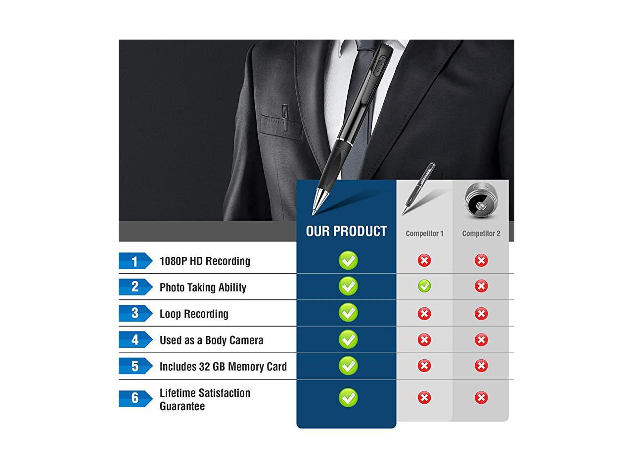 Mini Spy Camera 1080P HD Recording Spy Pen Camera, Hidden Camera Pen ,  Mini Hidden Camera