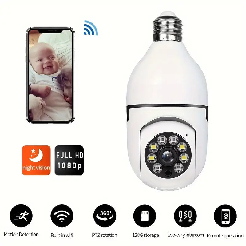 Wireless Bulb Security Camera 360°Rotational View