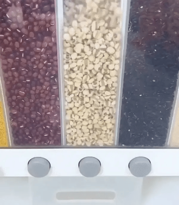 Rice Grain Beans Dispenser 6 Girds Pest-Proof Rack Sealed Food Storage Box for Kitchen and Home Kitchen Dispenser