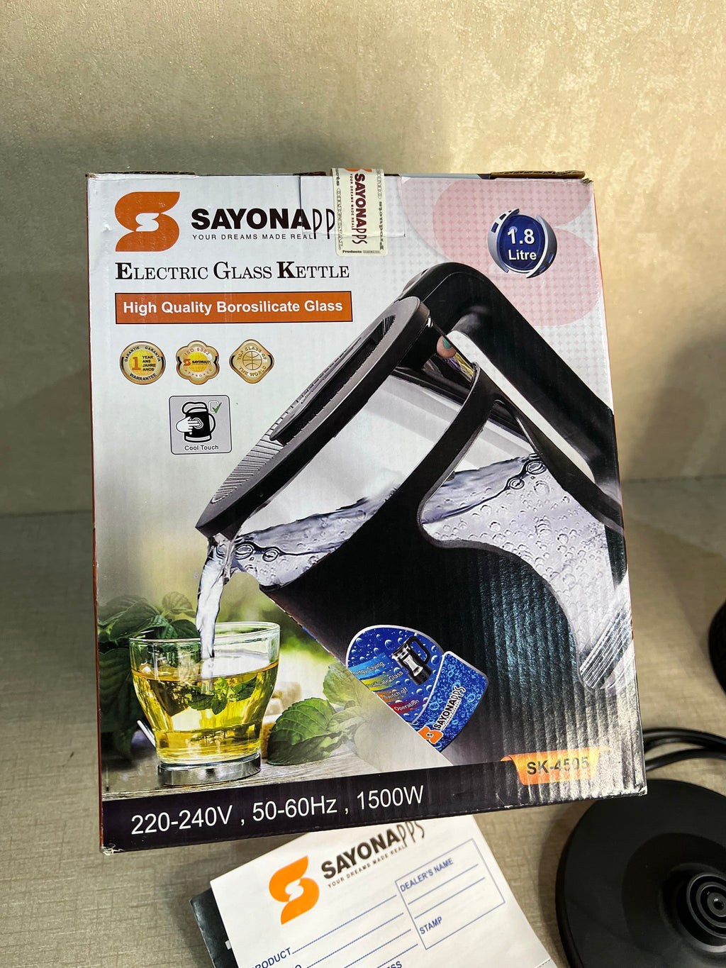 SAYONA 1.8L GLASS ELECTRIC KETTLE