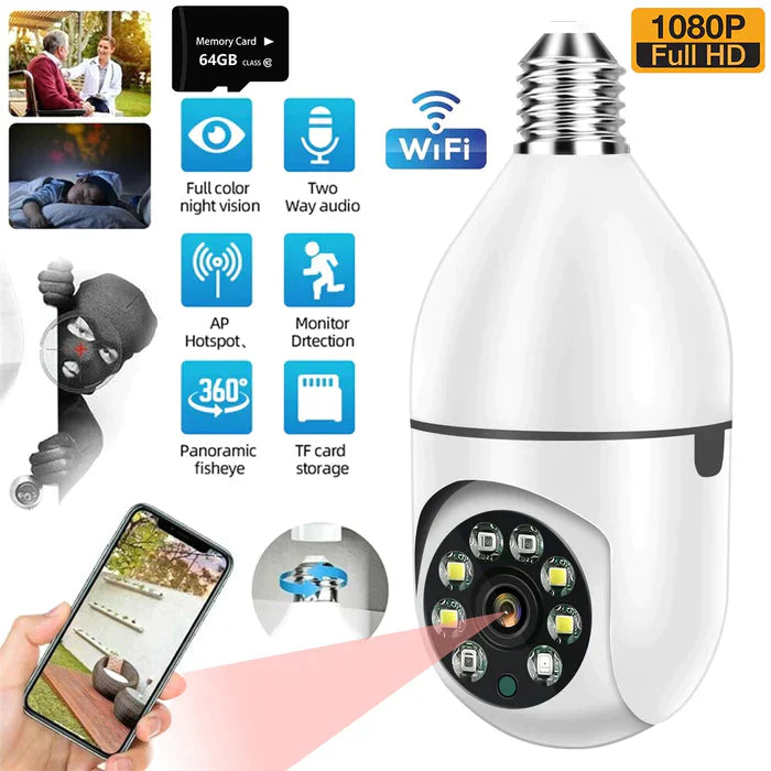 Wireless Bulb Security Camera 360°Rotational View